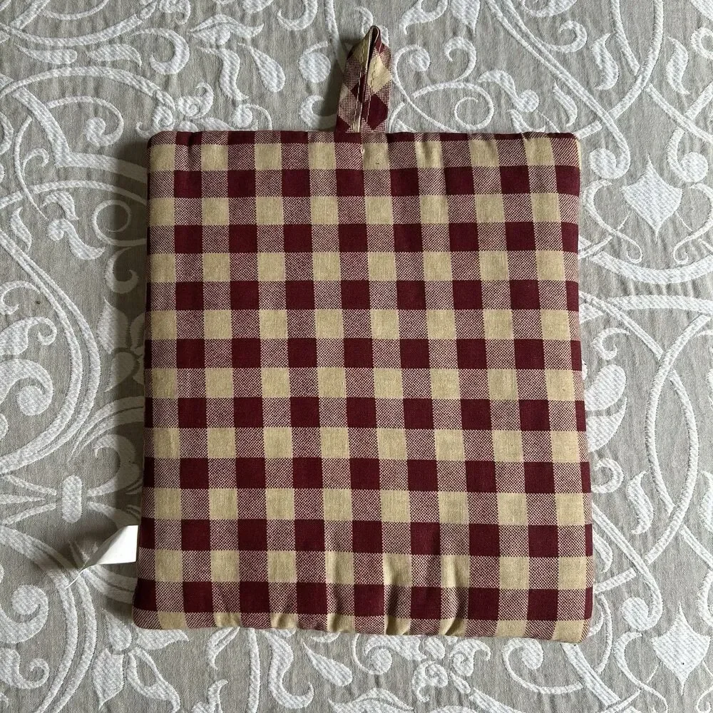 Table Runner Pot Holder Set Happy Thanksgiving Botanical Buffalo Check Maroon
